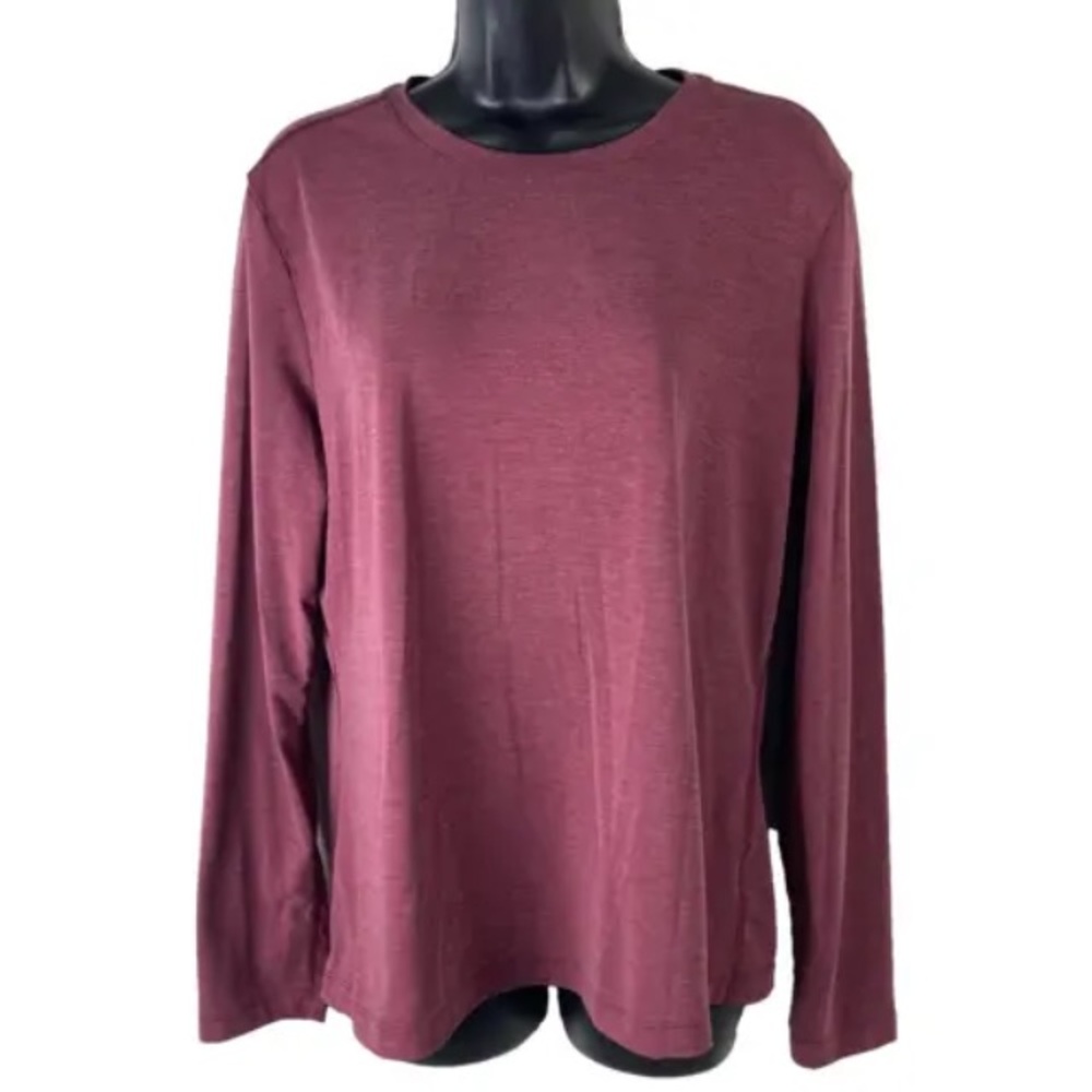 NoBull Womens L Lightweight Long Sleeve Tee Shirt wine performance